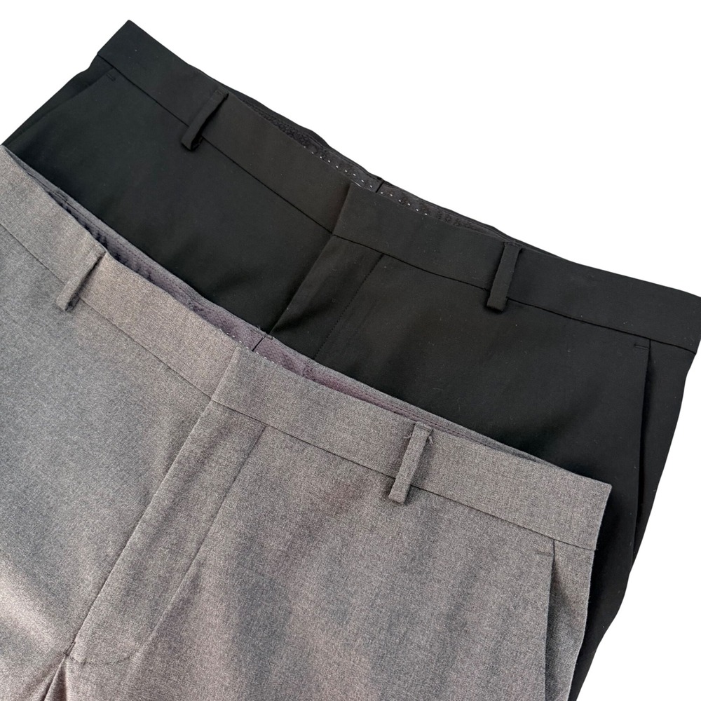 Lot 2 Murano Zac Fit Black Gray Dress Pants Trousers 38x30 Wardrobe Essentials